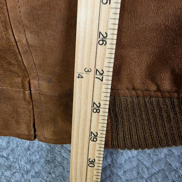 Jos A Bank Suede Leather Bomber Jacket XL Brown Genuine Suede Zip Up Vintage - Picture 6 of 9